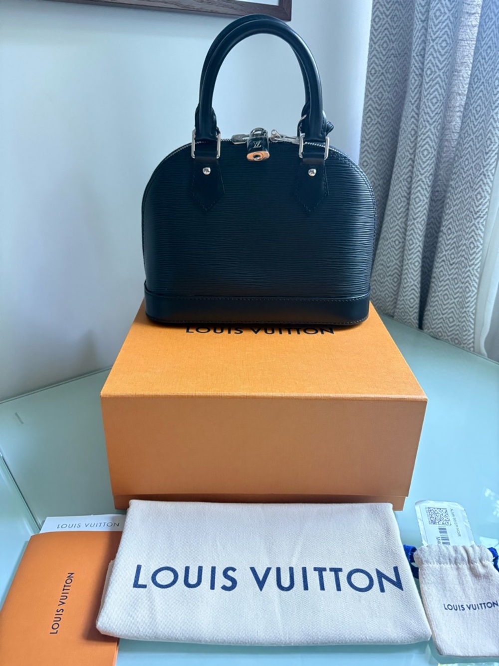 Louis Vuitton Alma BB Black Epi Leather Crossbody Bag Full Set Excellent
